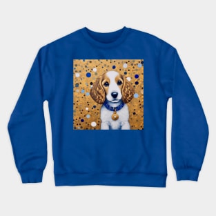 Gustav Klimt Style Puppy Dog with Blue Collar Crewneck Sweatshirt